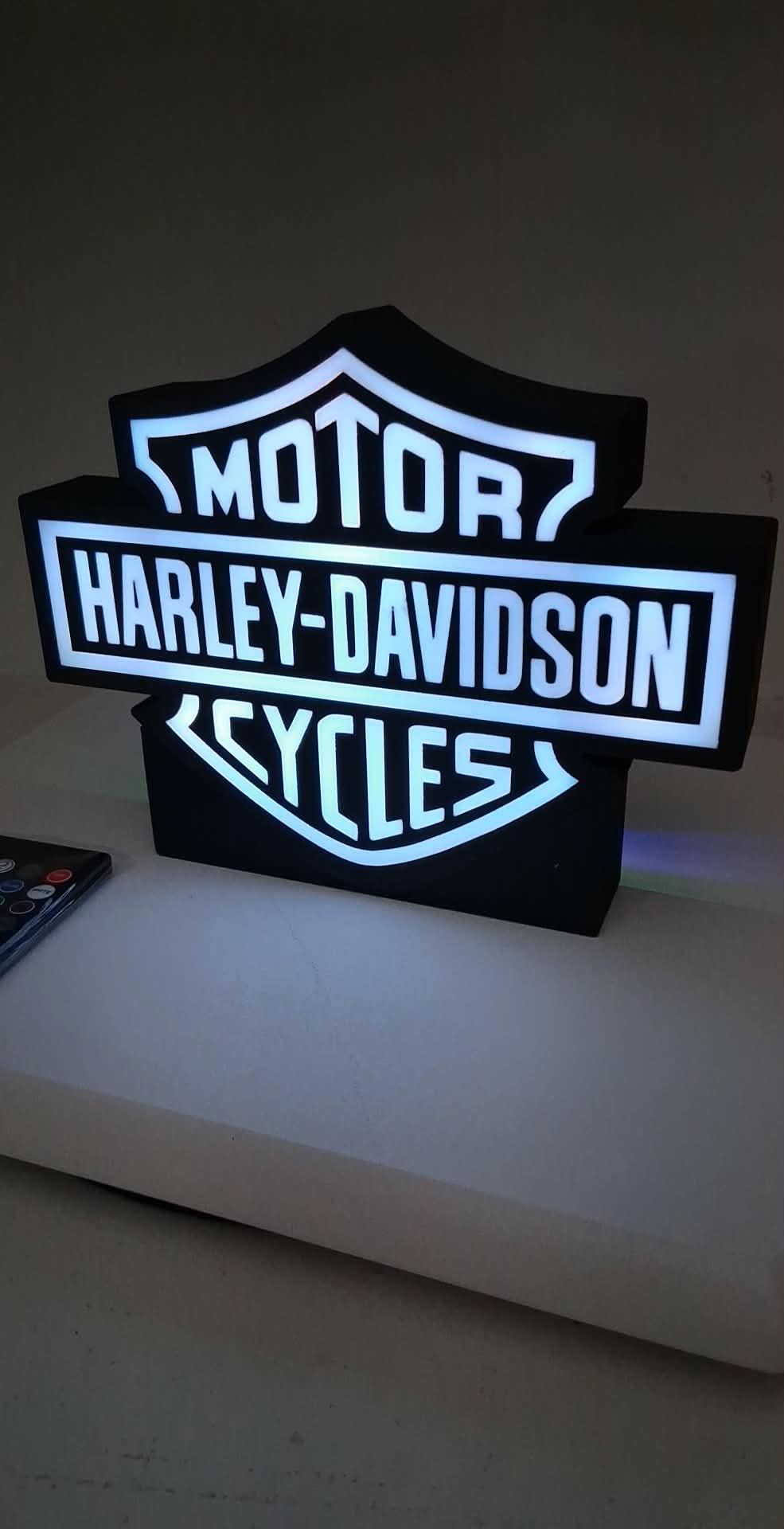 Harley Black and White LED light box – custom 3D printed – Lit Layer Creations